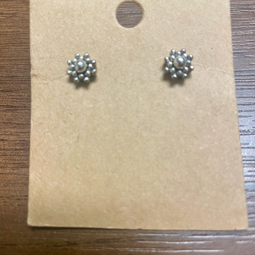 Silver Sunburst Stud Earrings